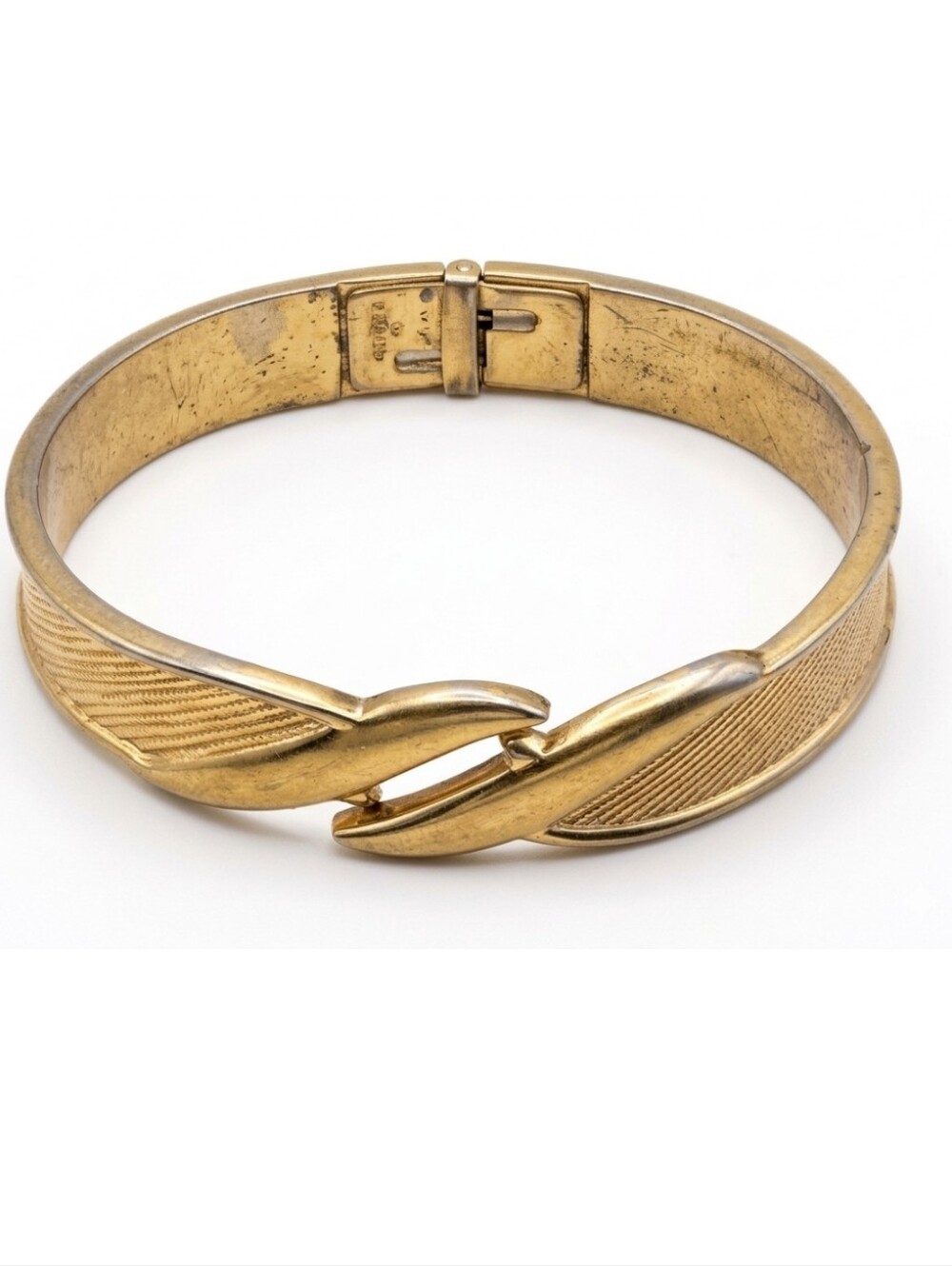 Vtg Monet Gold-Tone Hinged Clamper Style Bangle Bracelet